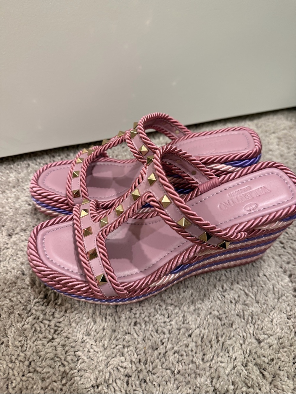 Valentino GaravaniWomen's Rockstud Espadrille Platform Slides Sz 38 - Picture 7 of 8
